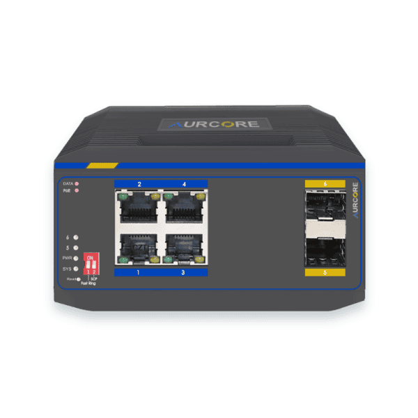 Aurcore AIS2001P Indistrial Network Switch 4GE, 2GE SFP, PoE/PoE+