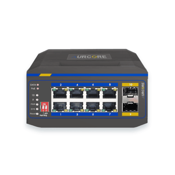 Aurcore AIS2002P  Indistrial Network Switch 8GE, 2GE SFP, PoE/PoE+